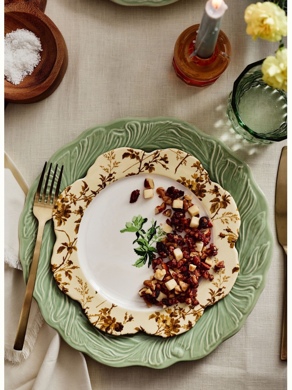 Anthropologie Varda Stoneware Plate Dessert New  Scallop Yellow Floral 8.5”